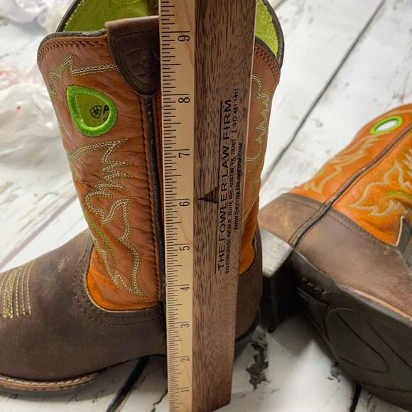 ARIAT BOYS' ROUGHSTOCK WESTERN BOOTS orange brown sz11.5 little girls age 4-7 - Picture 9 of 12